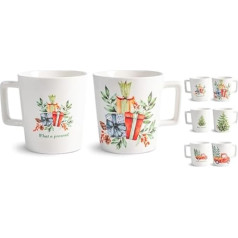 Home Ziemassvētki 6 krūzītes no jaunā kaula porcelāna, cc350, Tazze Colazione, Decoro Natalizio