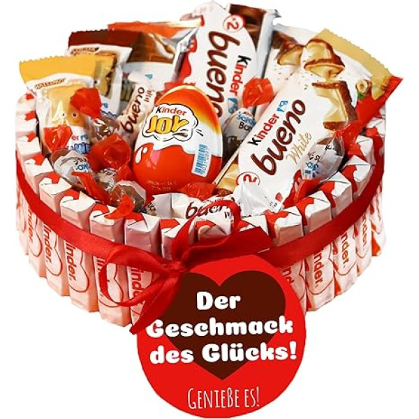 Onza bērnu šokolādes konfekšu dāvanu grozs - lielisks pārsteigums ar oriģinālu šokolādes maisījumu: Bērnu pārsteiguma olu prieks, Kinder Bueno. Šokolāde dāvināšanai