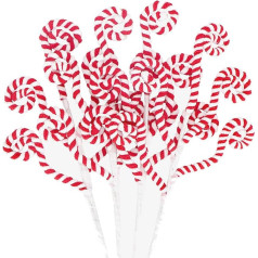 4 gabali Ziemassvētku konfektes Picks Candy Cane Ziemassvētku rotājumi Ziemassvētku konfektes Curly Picks Sarkanā un baltā Ziemassvētku eglīte Topper Topper Ziemassvētku eglītes rotājumi Holiday Home (sarkans)