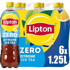 LIPTON ICE TEA Zero Lemon, citrinų skonio ledinė arbata be cukraus, vienkartinė (6 x 1,25 l)