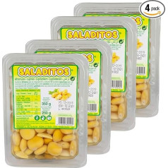 Saladitos Turmos Baltās lupīnas pupiņas, vārītas un marinētas sālījumā Lupīnas pupiņu komplekts, 4 gab., 350 g iepakojums