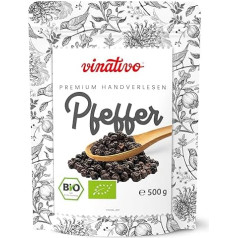 vinativo Juodieji pipirai Ekologiški juodieji pipirai - sveiki - 500g - Ekologiška kokybė - Juodieji pipirai, tinkami malūnui