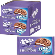 Milka Sensations Oreo, 12 x 156 g, kakao cepumi ar Alpu piena šokolādes skaidiņām un krējuma pildījumu