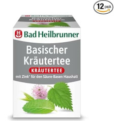 Bad Heilbrunner pamata zāļu tēja - filtrēšanas maisiņā - nātru piparmētru auzu zaļš - ar cinku skābju un bāzu līdzsvara nodrošināšanai - pamata diētai (12 x 8 filtrēšanas maisiņi)