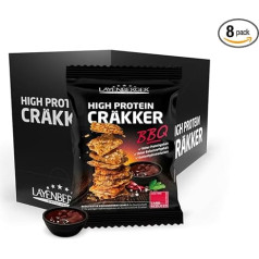 Layenberger krekeri ar augstu olbaltumvielu saturu, uzkodas ar daudz olbaltumvielu un zemu ogļhidrātu saturu, (8 x 75 g) - BBQ
