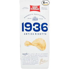 6 x San Carlo 1936 Chips, Patatine kartupeļu čipsi, sālīti, 150 g, Kartupeļu čipsi