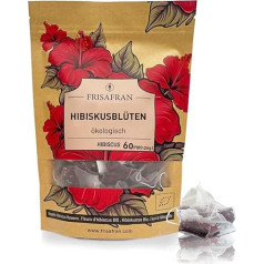 FRISAFRAN | Džiovintos hibiskų gėlės, ekologiškos 60Ud | 120g | Ibiškių žiedų arbata | Ibiškių arbata | Gryna ir natūrali | Arbata | Jamaikos vanduo | Žolelių arbata 