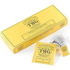 TWG Tea Vanilla Bourbon Tea | Rooibos Tea | Vanilė | 15 rankomis siuvinėtų medvilninių arbatos maišelių | Dovanų rinkinys