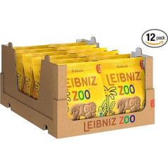 LEIBNIZ ZOO Cocoa, 12 iepakojums, kraukšķīgi kakao cepumi ar Safari motīviem, beramkravu iepakojums kā krājums vai pārdošanai (12 x 125g)