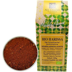 All Orient Organic Harissa garšvielu maisījums 100 g, ideāli piemērots mērcēm, tomātu mērcēm, dārzeņiem un gaļas ēdieniem, asu garšvielu pulveris, organisks, arābu izcelsmes, bez piedevām, bez cukura, vegāns