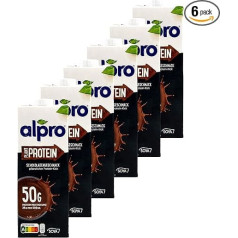 Alpro - Iepakojums ar 6 proteīnu sojas dzērieniem Šokolādes 1 litrs - augu proteīnu dzēriens Choco Soy Soy Sojas dzēriens 100% augu izcelsmes (50 g proteīna iepakojumā)