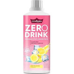 GymQueen Zero Drink Iced Tea Lemon 1000 ml, dzēriena koncentrāts bez cukura un ar zemu kaloriju daudzumu 1:80, bagātināts ar B grupas vitamīniem vielmaiņai un L-karnitīnu, dzēriena sīrups