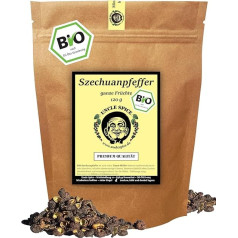 UNCLE SPICE® Organic Sechuan Pepper, Timut Pepper - 120 g Sechuan Pepper - Premium Organic Quality - no Nepālas, ar rokām vāktas veselas piparu ogas, īsta savvaļas kolekcija, greipfrūtu pipari DE-ÖKO-005