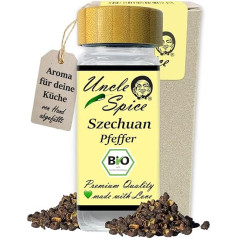 UNCLE SPICE® Organic Szechuan Pipari, Timut Pipari - 30 g Szechuan Pipari garšvielu burciņā - no Nepālas, ar rokām vāktas veselas piparu ogas, īsta savvaļas kolekcija, greipfrūtu pipari DE-ÖKO-005