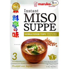 Marukome Instant Miso zupa (no Japānas, ar grauzdētu tofu, bez MNG, ātri pagatavojama), 5 gab., 57 g