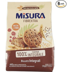 Misura Fibrextra Biscotti Integrali Pilngraudu cepumi Biskvīti Biskvīti Biskvīti 100% pilngraudu milti no Itālijas piegādes ķēdes 330 g Iepakojumā 6 gab.