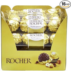 Ferrero Rocher Kraukšķīgu krēmriekstu pralinē specialitāte - 16 iepakojumi ar 4 atsevišķām šokolādes konfektēm