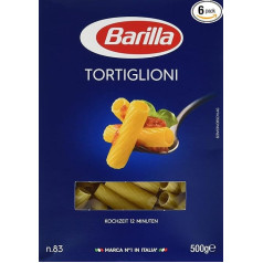 Barilla Cieto kviešu makaroni Tortiglioni n. 83 - 6 gabalu iepakojums (6 x 500 g)