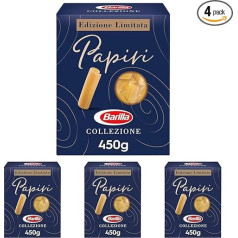 Barilla Collezione Papiri Limited Edition Makaronu izstrādājumi no augstas kvalitātes cietajiem kviešiem, vienmēr al Dente, 450 g (4 gab. iepakojumā)