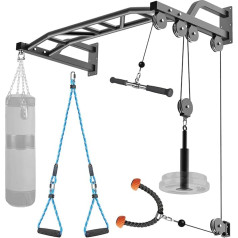 SELEWARE Heavy Duty Pull-Up Bar Wall Mount Multifunctional Pull-Up Bar ar trīšu sistēmu Gym LAT un pacelšanas trīšu pielikumi Heavy Bag Hanger