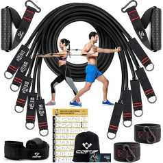 Resistance Bands Set, 5 Fitness Bands, Expander Tube Bands, Fitness Band with Large Handle, Ankle Strap, Door Anchor Attachment, Carry Bag, Ideal for Pilates, Strength Training, Physiotherapy