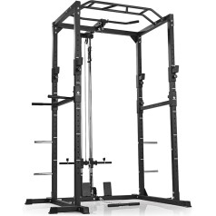 FitEngine Power Rack, Power Cage ar Lat Pull, Cable Pull, Dip Station + Pull-Up Bar, maināms regulējams spotteris stienim