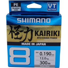 SHIMANO Kairiki 8, 300 metru, gaiši pelēka, 0,130 mm/8,2 kg, 8 kārtu pīta aukla, 59WPLA68R12