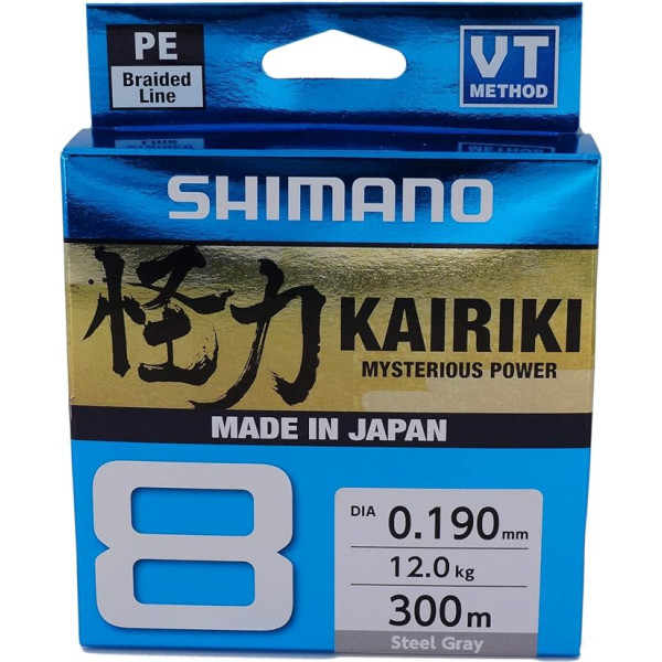 SHIMANO Kairiki 8, 300 metru, gaiši pelēka, 0,130 mm/8,2 kg, 8 kārtu pīta aukla, 59WPLA68R12