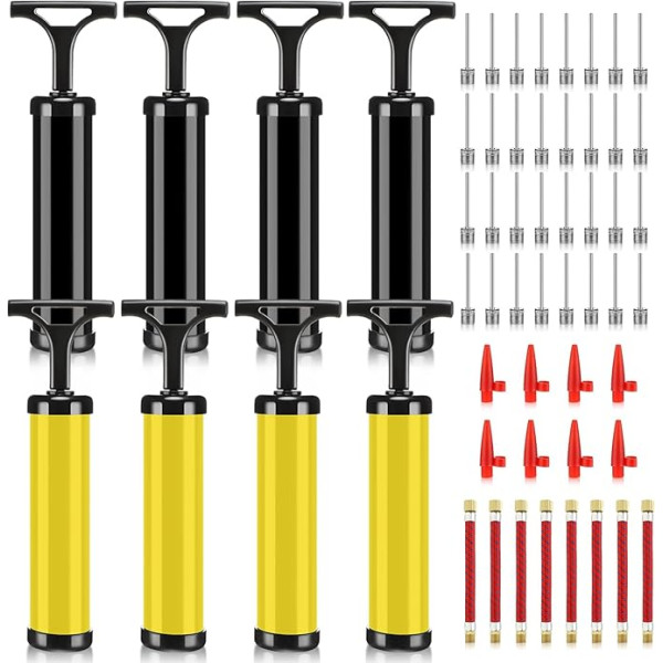 Chumia bumbu sūkņi, gaisa sūknis, bumbām ar adatu, sprauslu, pagarināšanas šļūteni, sporta bumbām, rīks futbolam, basketbolam, futbolam, volejbolam, melns, dzeltens, 8 komplekti