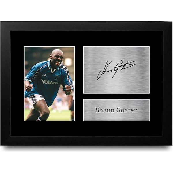 HWC Trading FR A4 Shaun Goater Manchester City Man City Dāvanas ar autogrāfu drukāts attēls futbola faniem un līdzjutējiem - A4 Framed