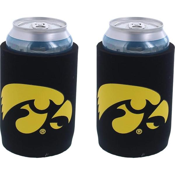 Kolder koledžas koledžas komandas logotips Izolēts 5 mm neoprēna līmēts bundžu turētājs - 2 gab. iepakojumā (Iowa Hawkeyes komandas krāsa)