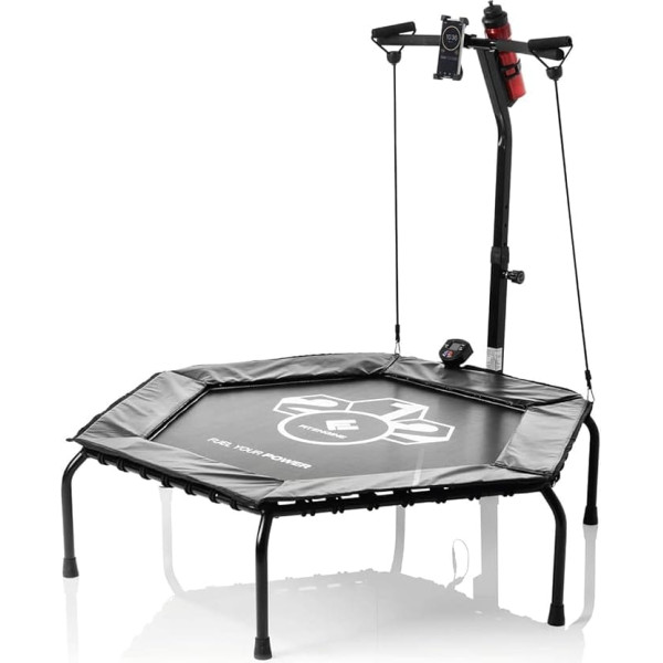 FitEngine Fitness Trampoline Smart | locītavām draudzīga muskuļu veidošana spēcīgiem kāju, vēdera, krūšu un plecu muskuļiem | Integrēts treniņu dators, paplašināšanas lentes, rokturi, regulējams 3 virzienu augstums