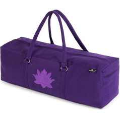 Yoga Studio YS/KitBag/SolidColours/PolidColours/Purple Yoga Kit, 71 x 23 x 18 cm, kokvilnas jogas paklājiņu soma ar kabatām, YKK Zip, violeta, izmērs: 71 cm x 23 x 18 cm