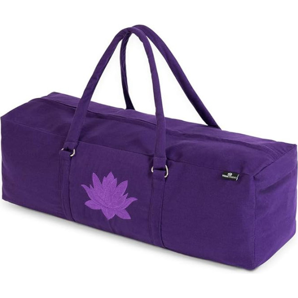 Yoga Studio YS/KitBag/SolidColours/PolidColours/Purple Yoga Kit, 71 x 23 x 18 cm, kokvilnas jogas paklājiņu soma ar kabatām, YKK Zip, violeta, izmērs: 71 cm x 23 x 18 cm