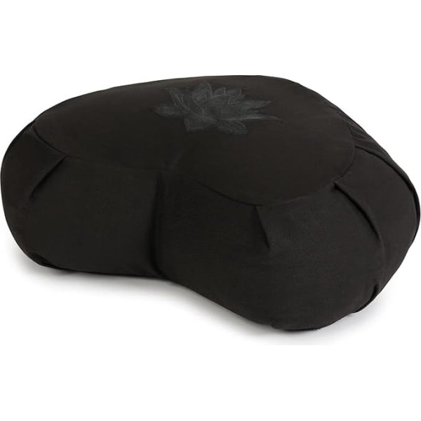 Yoga Studio YS/ZAF/CRES/Black/Lot Lot Jogas pusmēness zafu - 42 x 13 x 18 cm, meditācijas pufs ar kokvilnas pārvalku, griķu pārvalku un rokturi pārnēsāšanai. Jogas piederumi (melns), regulāra