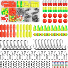 Pompano Rigs Making Kit, 200 gabali Surf Makšķerēšana Makšķerēšana Rig piederumi Floor Rig daļas Quick Foam Floats Circle Hooks Swivels Duo Lock Snaps Beads Makšķerēšanas piederumi