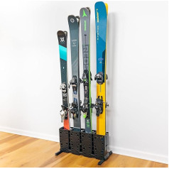 StoreYourBoard Ski Storage Stand, 4 Pairs of Free Standing Ski Floor Brackets (Ski Width)