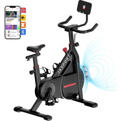 JASPORT C3 Ergometrs Exercise Bike, kluss iekštelpu fitnesa velosipēds ar magnētisko pretestību, LCD displejs, kardio treniņš, maksimālā slodze 120 kg, lietotne ar video pēc pieprasījuma mācību kursiem