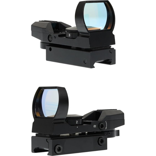 X-SCOPE Red Dot 400-4x MultiDot Precision Red Dot vizieris ar 7 līmeņu intensitāti un 4 gaismas punktu attēlojumiem Integrēts 19 mm kronšteins Alumīnija konstrukcija ar aizsargvāciņu