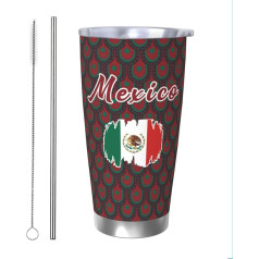 Laohuui Mexico Football Football Coffee Mug Insulated Travel Mug Nerūsējošais tērauds 20oz Dāvanas faniem Treneri Sievietes Vīrieši Vīrieši