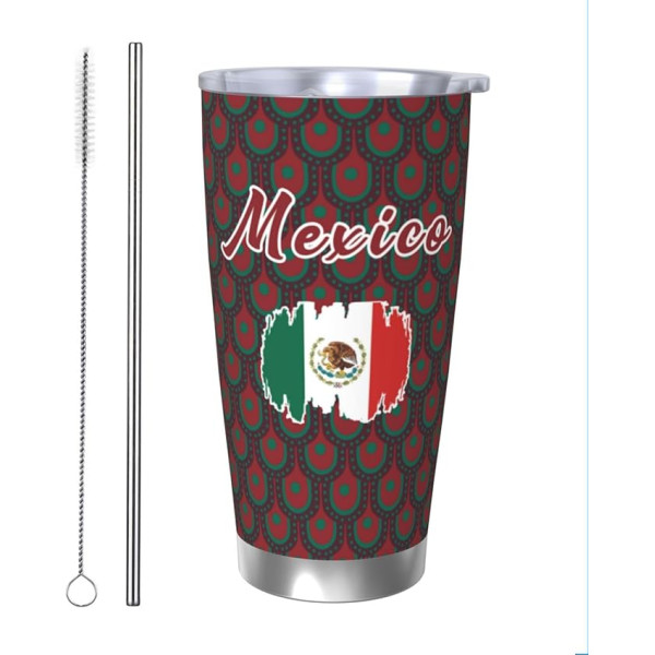 Laohuui Mexico Football Football Coffee Mug Insulated Travel Mug Nerūsējošais tērauds 20oz Dāvanas faniem Treneri Sievietes Vīrieši Vīrieši