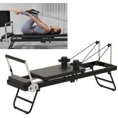 Pilates Reformer, salokāms Reformer Pilates aparāts mājas lietošanai ar dubultu pretestību - atsperes un kabeļi, Pilates ierīce mājas apmācībai