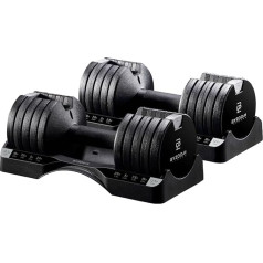 BYZOOM FITNESS 5,6 kg / 12,5 lb regulējams hanteļu statīvs, viens pāris, Pure Series Black