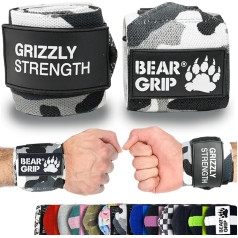 BEAR GRIP - Premium Heavy Duty Weightlifting Wrist Wraps Bodybuilding Crossfit Powerlifting Strongman (24