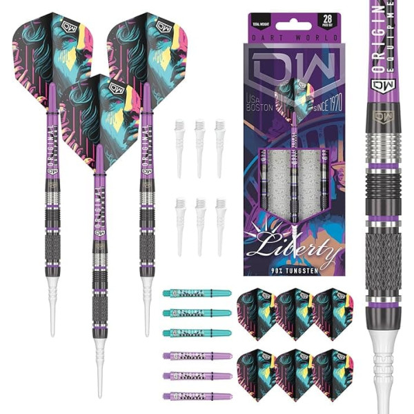 DW Liberty 90% Tungsten Soft Tip Darts - precīzi sabalansētas, precīzas un izturīgas - ideāli piemērotas profesionāliem un izklaides spēlētājiem