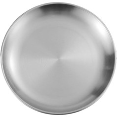 RUNGEASINI 26cm nerūsējošā tērauda šķīvju trauki Saucer Metal Stackable Serving Plate Outdoor Camping Home Food Tray Round Tableware Hiking Backpacking Travel Portable