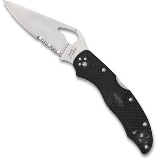 Spyderco Byrd Harrier 19,4 cm viegls nazis ar 8,5 cm 8Cr13MoV tērauda asmeni un melnu neslīdošu FRN rokturi - kombinēta asmens - BY01PSBK2