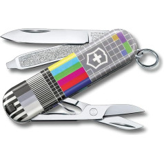 Victorinox Classic Limited Edition 2021, maza izmēra šveiciešu armijas nazis, 7 funkcijas, ieskaitot asmeni, šķēres, failu, skrūvgriezi, Retro TV