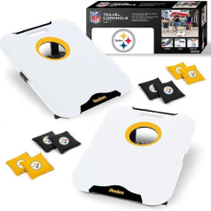 Wild Sports NFL Pittsburgh Steelers Pro Football All Weather Cornhole Set - ceļojumu maisu metamais komplekts ietver 8 maisus ar pupiņām