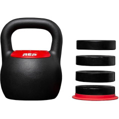 Rep Fitness Regulējams Kettlebell ar matētu pulverkrāsas pārklājumu - ātri izvēlieties no vairākiem kg vai lb svara variantiem HIIT un Cross Training treniņiem